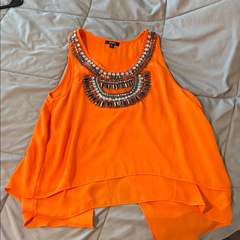 XOXO Orange Embellished Blouse